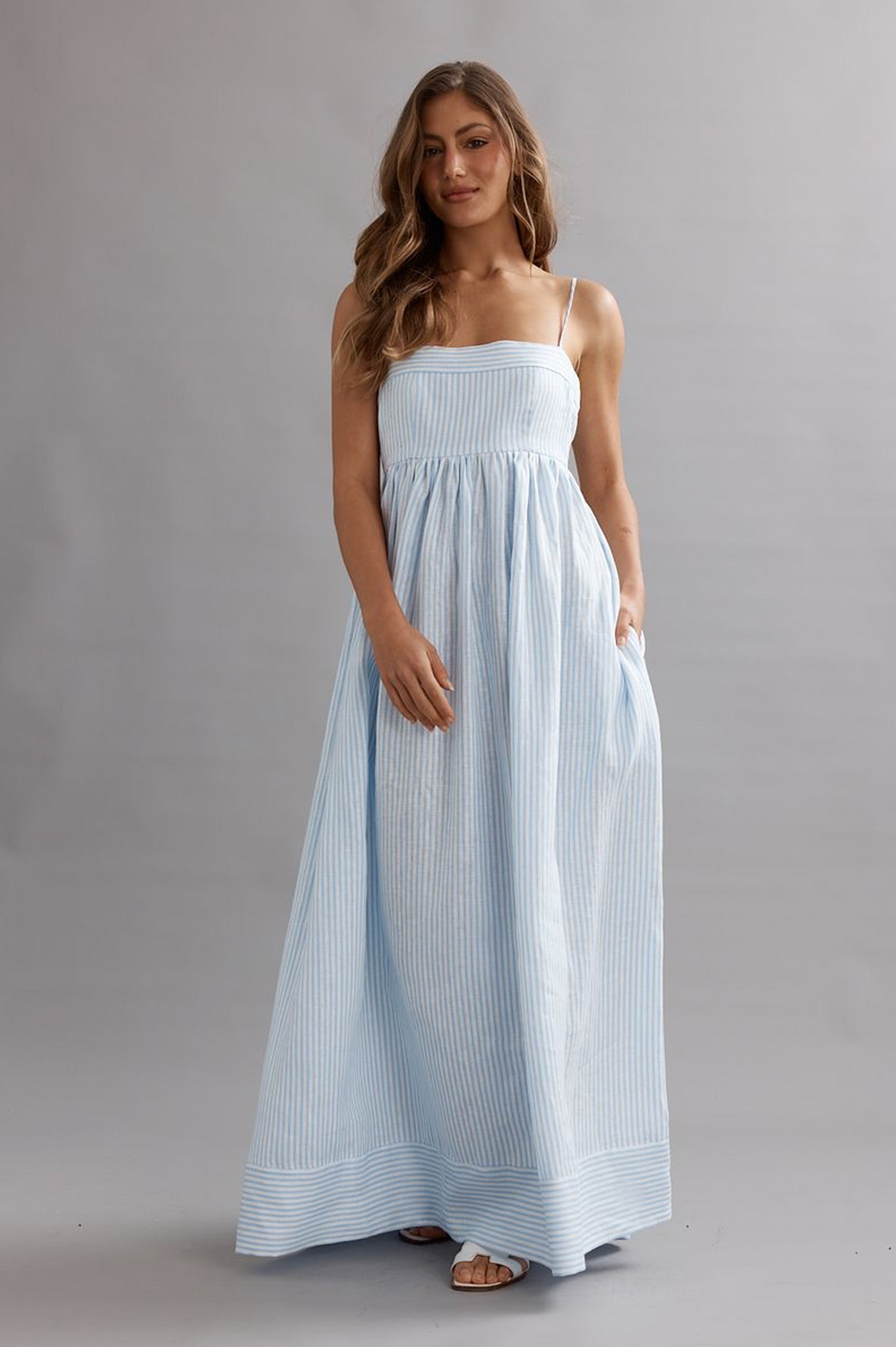 Caitlin Crisp Lottie Dress - Blue Stripe