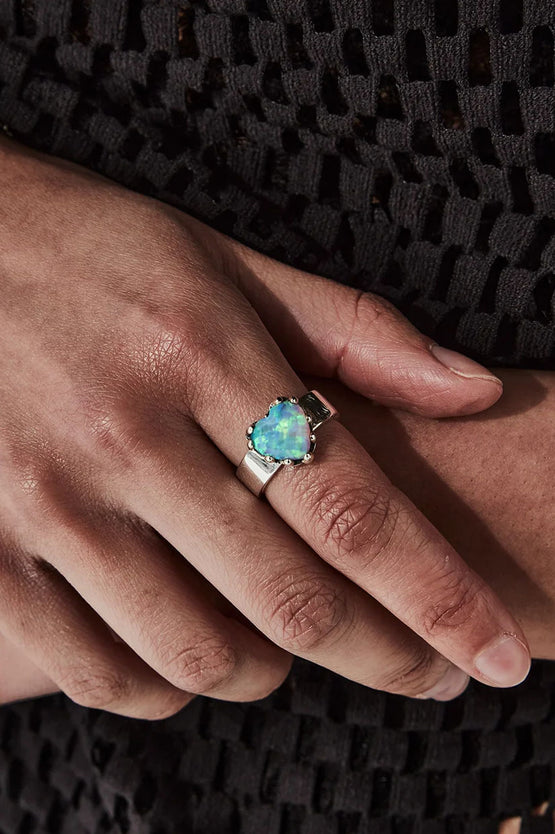 Stolen Girlfriends Club Love Claw Ring - Silver/Opal