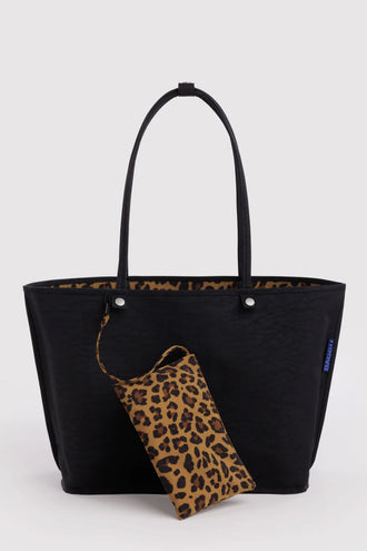 Baggu Large Nylon Reversible Tote - Leopard/Black