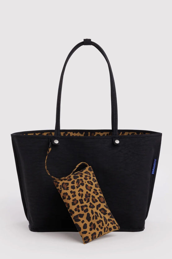 Baggu Large Nylon Reversible Tote - Leopard/Black