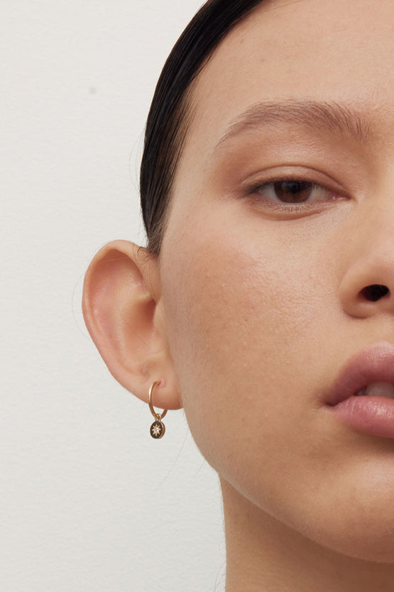 Meadowlark Lulu Signature Hoops - 23K Gold White Diamond