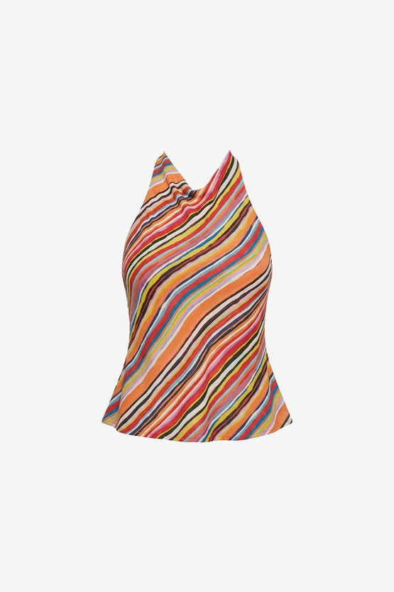 Ruby Madrid Halter Top - Liquorice Stripe