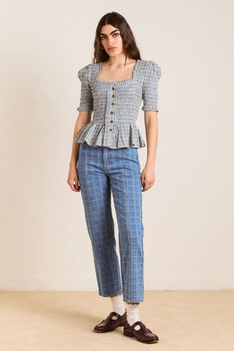 Damson Madder Mansi Shirred Blouse - Cloudy