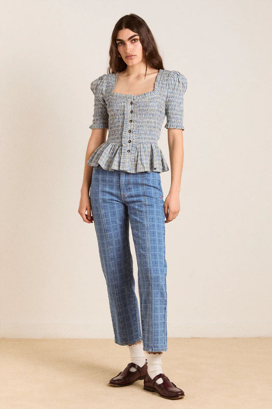 Damson Madder Mansi Shirred Blouse - Cloudy