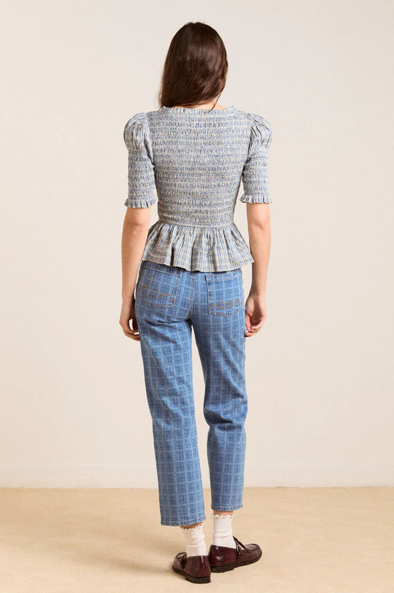 Damson Madder Mansi Shirred Blouse - Cloudy