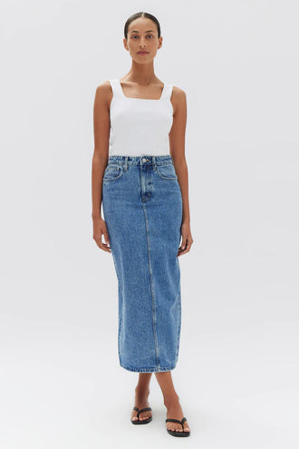 Assembly Denim Maxi Skirt - Dark Stone