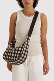 Baggu Medium Nylon Crescent Bag - Blurred Gingham Brown