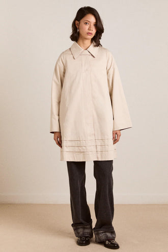 Damson Madder Mercedes Bow Reversible Trench - Gingham & Ecru