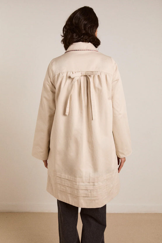 Damson Madder Mercedes Bow Reversible Trench - Gingham & Ecru