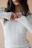 Dear Dylan Merino Pointelle LS Knit - Ivory