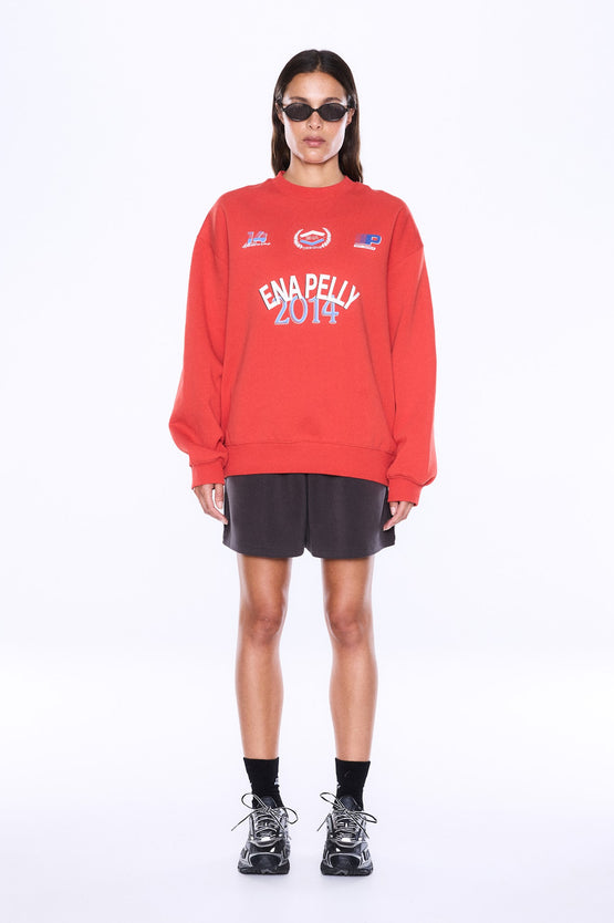Ena Pelly Mila Oversized Sweater - Vintage Red