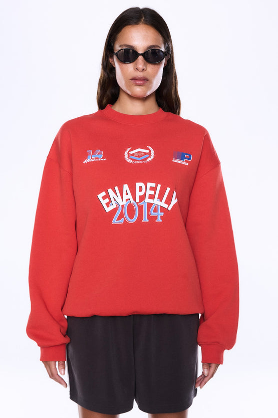 Ena Pelly Mila Oversized Sweater - Vintage Red