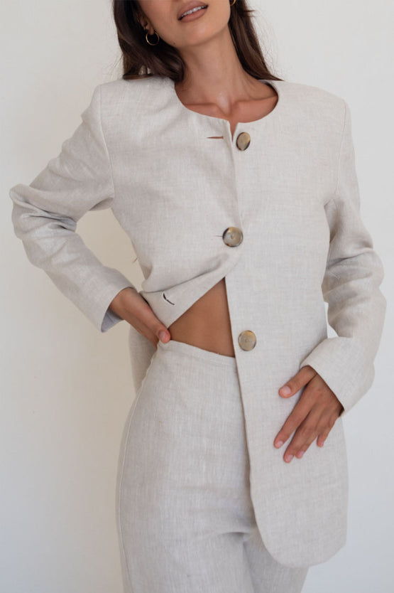 Caitlin Crisp Milly Pant - Natural Linen