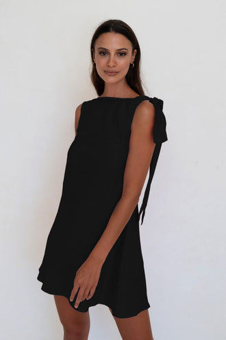 Caitlin Crisp Mini Wilmer Dress - Black