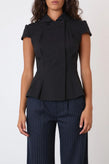 Peachy Den Missy Asymmetric Blouse - Onyx