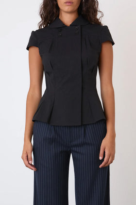 Peachy Den Missy Asymmetric Blouse - Onyx