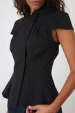 Peachy Den Missy Asymmetric Blouse - Onyx