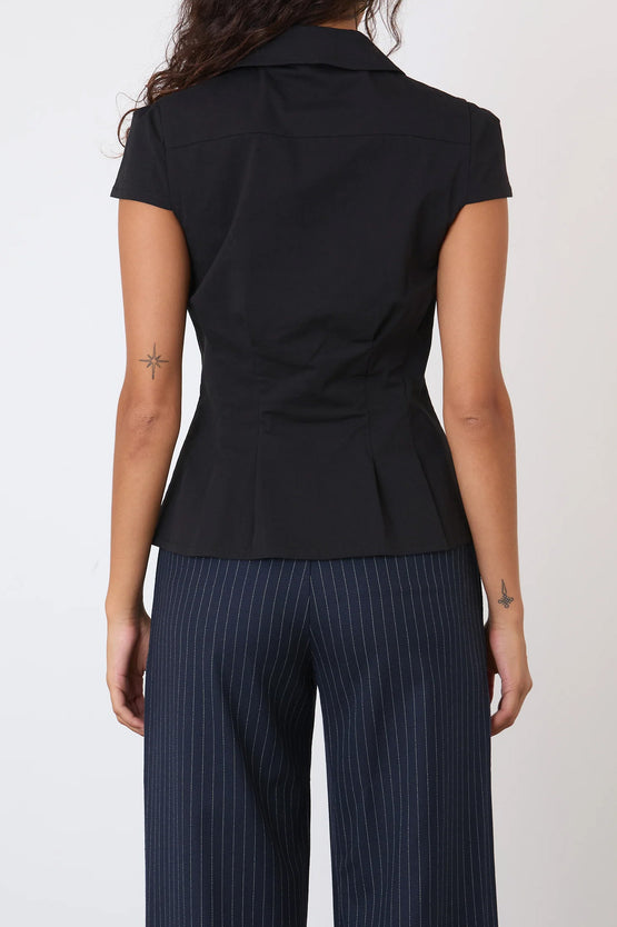 Peachy Den Missy Asymmetric Blouse - Onyx