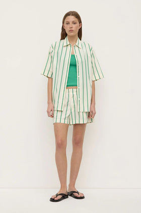 Assembly Agnes Stripe SS Shirt - Butter/Green