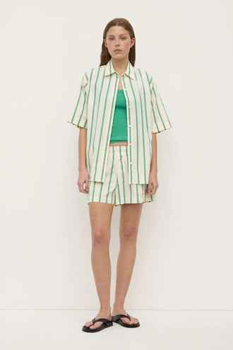 Assembly Agnes Stripe SS Shirt - Butter/Green
