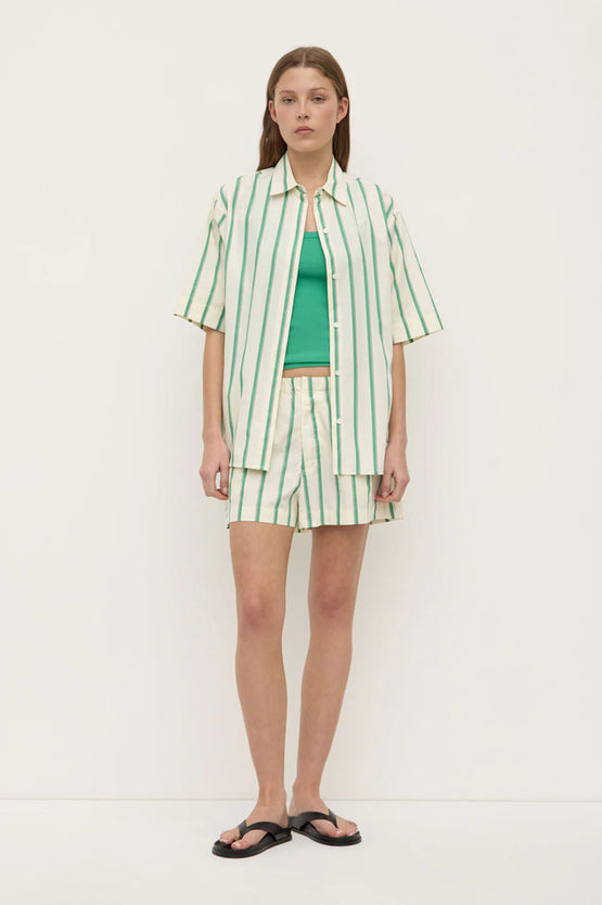 Assembly Agnes Stripe SS Shirt - Butter/Green