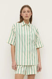 Assembly Agnes Stripe SS Shirt - Butter/Green