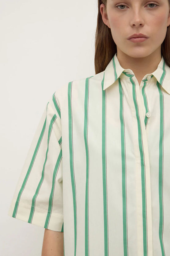 Assembly Agnes Stripe SS Shirt - Butter/Green