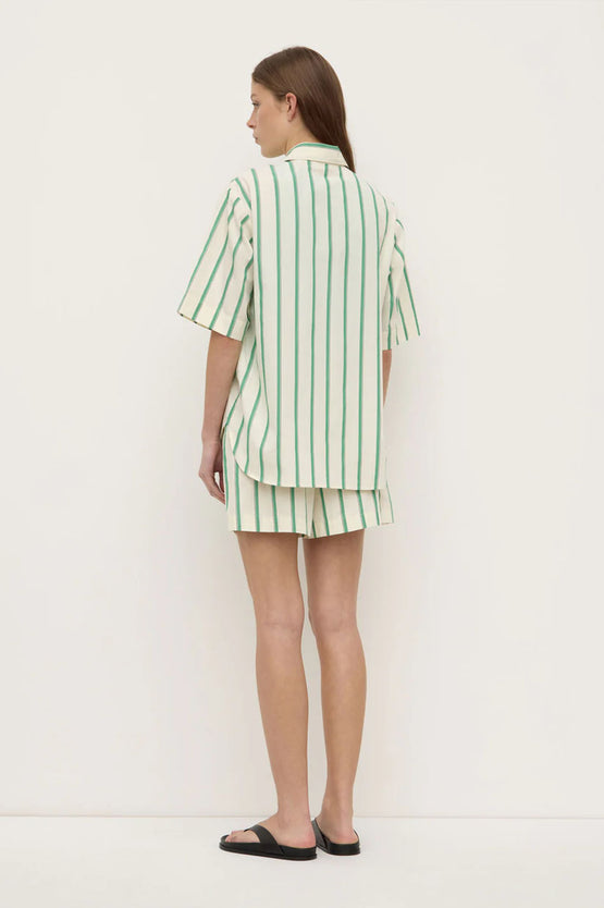 Assembly Agnes Stripe SS Shirt - Butter/Green