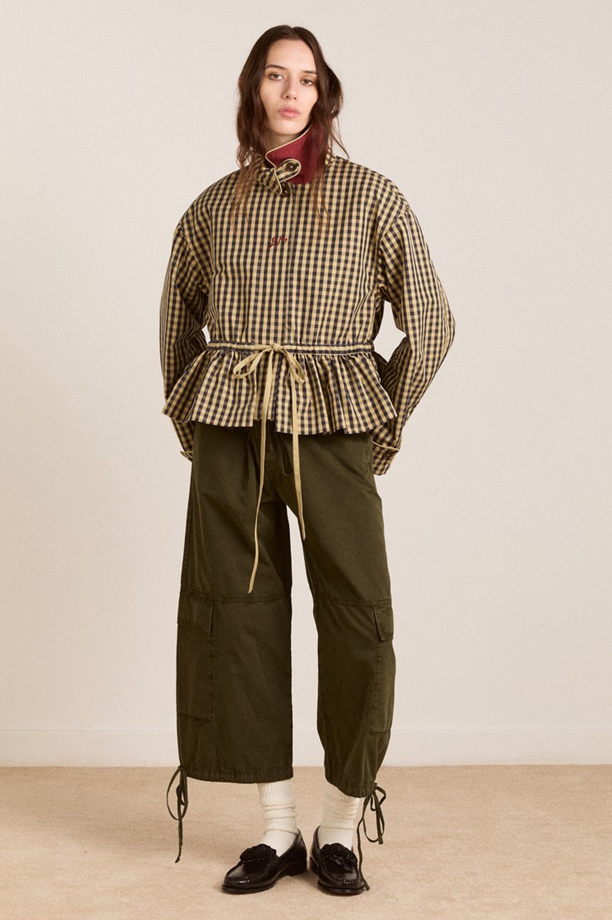 Damson Madder Myrtle Trench - Navy Gingham