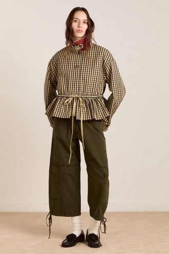 Damson Madder Myrtle Trench - Navy Gingham