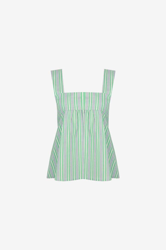Ruby Margie Tie-Back Top - Green Stripe