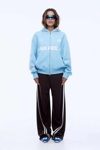 Ena Pelly Multi Logo Zip Hoodie - Cloud