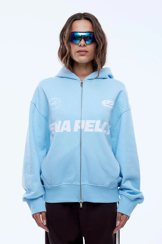 Ena Pelly Multi Logo Zip Hoodie - Cloud