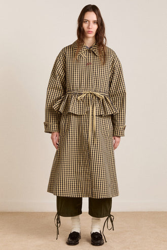 Damson Madder Myrtle Trench - Navy Gingham
