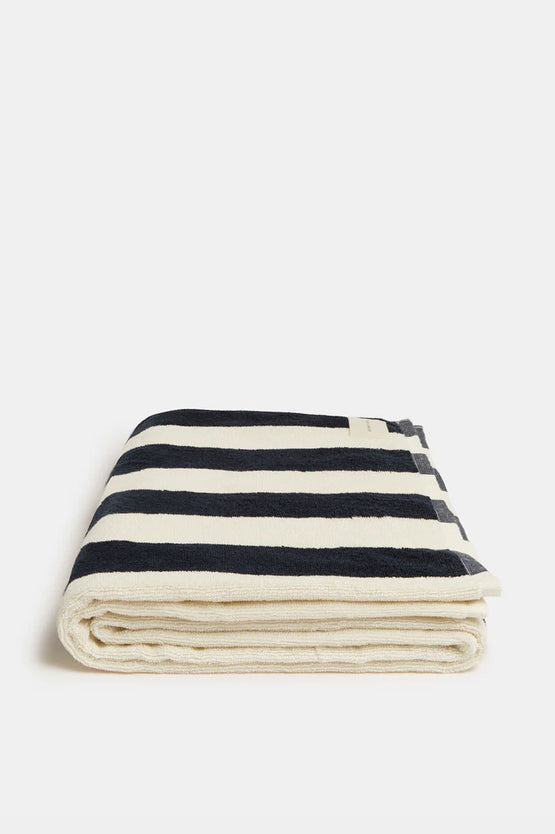 Assembly Wide Stripe Beach Towel - True Navy