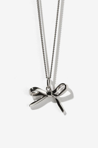 Meadowlark Bow Charm Necklace - Silver