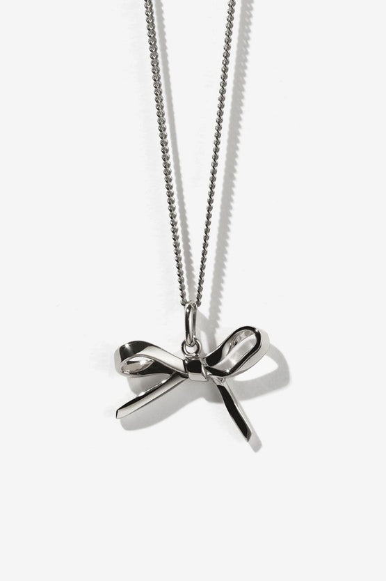 Meadowlark Bow Charm Necklace - Silver