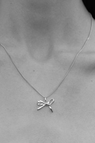 Meadowlark Bow Charm Necklace - Silver