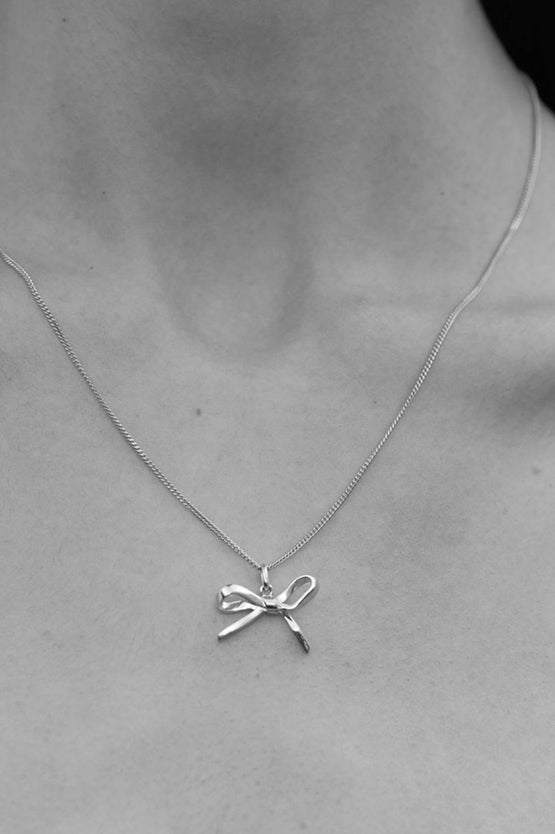 Meadowlark Bow Charm Necklace - Silver