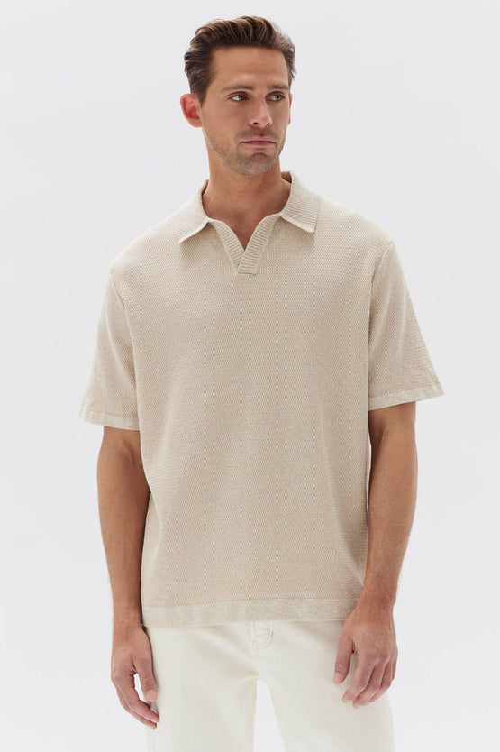 Assembly Nielson Knit SS Polo - Oat Marle