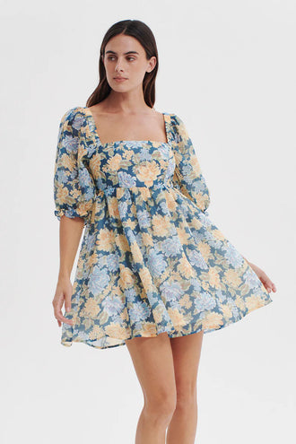 Ownley New Sky Puff Sleeve Dress - Magnolia