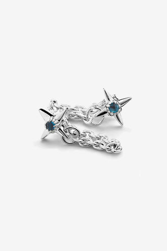 Stolen Girlfriends Club Ninja Star Chain Earrings - Silver