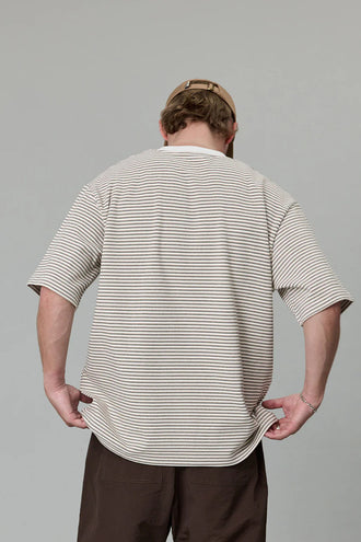 Just Another Fisherman Heavy Shore Tee - Off White Stripe