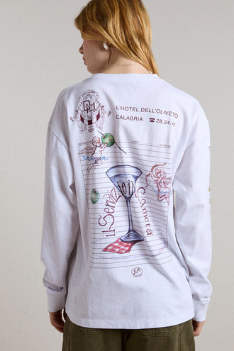 Damson Madder Olive Hotel LS Tee - White