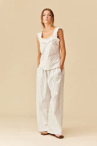 Ruby Passionfruit Top - Navy Cream Stripe