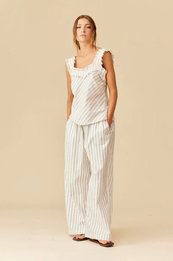 Ruby Passionfruit Top - Navy Cream Stripe