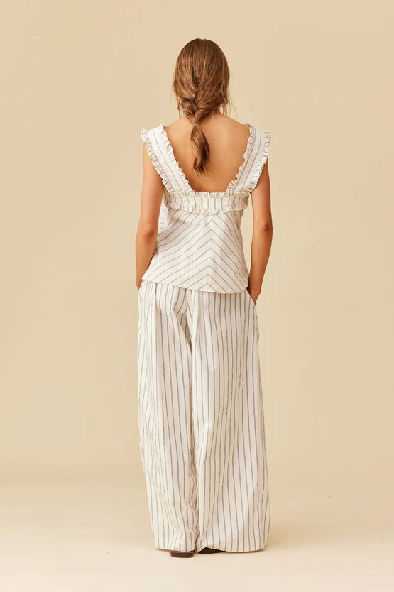 Ruby Passionfruit Top - Navy Cream Stripe