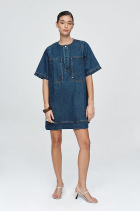 Marle Patch Pocket Dress - Classic Blue