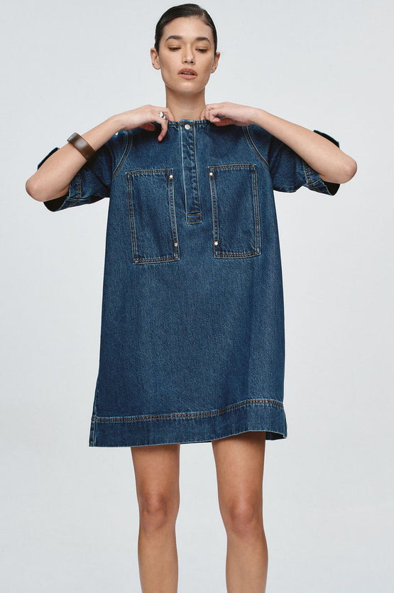 Marle Patch Pocket Dress - Classic Blue