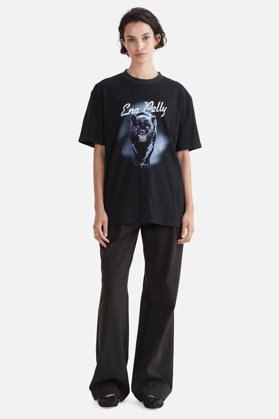 Ena Pelly Panther Oversized Tee - Black